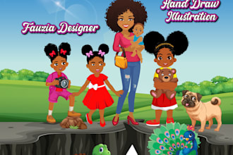 do african american children story book illustration, children book cover
