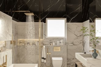 design kitchen, bathroom, living room interior and 3d render