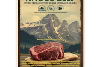 make modern premium meat restaurants poster design for you