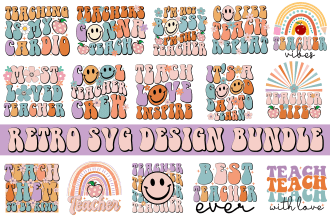 do creative retro groovy wavy typography svg t shirt design and bundle