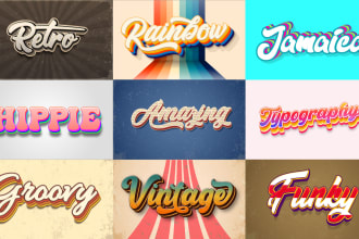 design 70s retro, rainbow, hippie,vintage, funky font typography logo t shirt