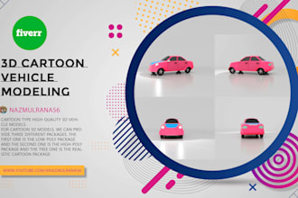 high and low poly realistic 3d cartoon vehicle modeling
