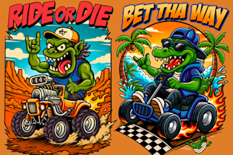 custom cartoon mascot illustrations tshirt design