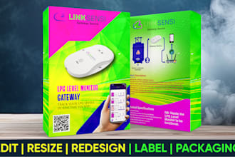edit resize box design, bottle label, product packaging
