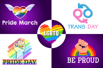 design feminine, pride, lgbtq logo in rainbow theme