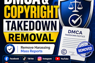 remove copyright takedown harassing mass report facebook tiktok instagram dmca