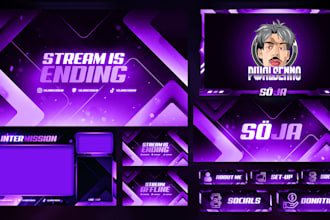 design twitch overlay, twitch logo, kick, animated stream overlay, screen panel