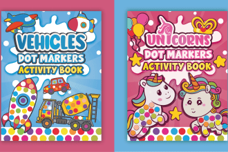 create kids coloring and activity book cover design for kdp