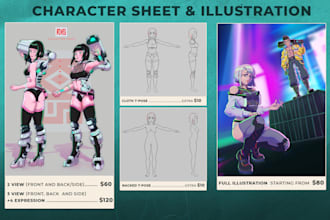 design character sheets and illustrations