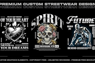 create a custom graphic streetwear t shirt design