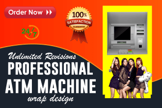 professional atm machine wrap design, atm wrap, vending  machine, atm machine