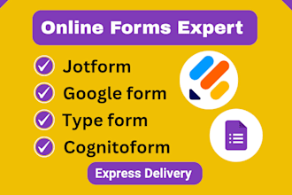 create jotform, google form, type form and cognito form