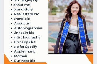 write your bio or about me copy, biography, about us, brand story