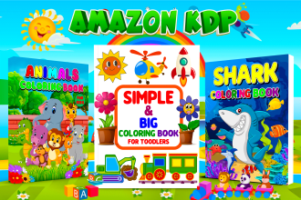 design kids coloring book cover and book interior design for amazon kdp