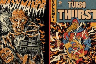 create amazing vintage horror comics artwork illustration