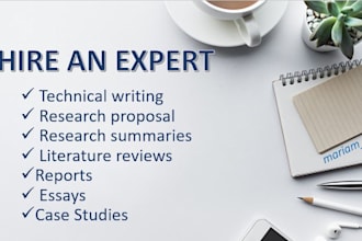 do technical writing on research, projects, reports, article, case study, essays