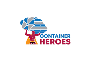 design a growing popularity container heroes logo