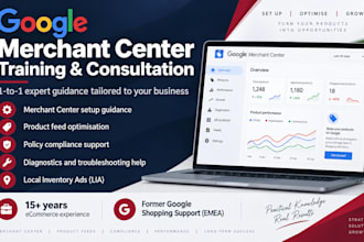 provide expert google merchant center training and consultation with optimise