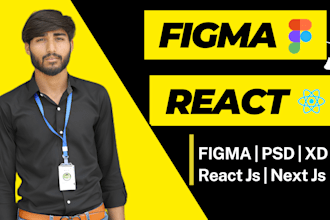 convert figma PSD or xd to react website as react js developer