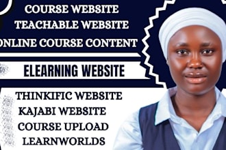 design online course website in teachable, thinkific, kajabi, and learnworlds
