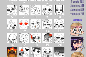 draw a cute chibi ych twitch emotes