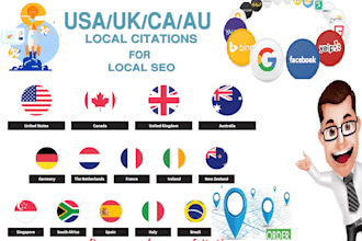 do manual 300 local citations and directories australia, UK, canada, india