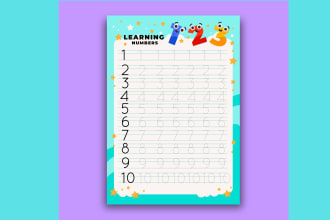 design kids work sheets, kindergarten books, using canva