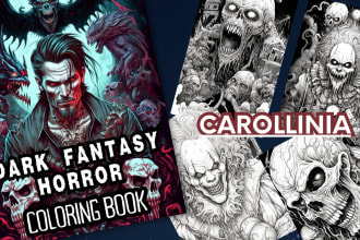 do custom dark fantasy greyscale horror coloring for adults