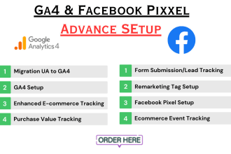 setup google analytics 4, facebook pixel, enhanced ecommerce tracking