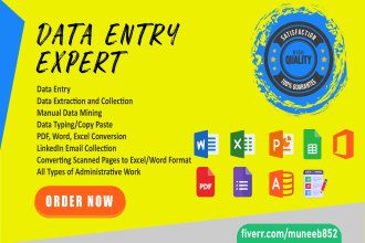 do data entry, web scraping, image typing, form filling and copy paste work