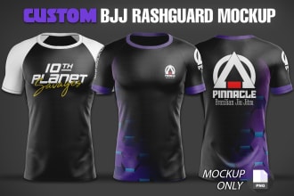 create a short sleeve bjj rashguard mockup