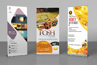 create eye catchy roll up banner, billboard, car magnet and stickers in 3 hours