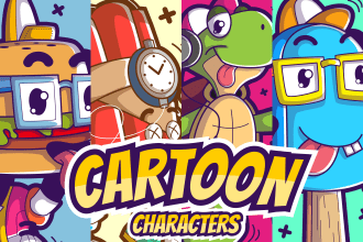 draw cute cartoon character, mascot, sticker