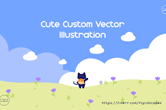 do cute vector illustration custom size as requested