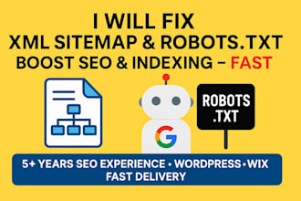 fix XML sitemap, robots txt, indexing errors to boost SEO