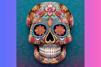 design unique mexican dead day skull,sugar skull and skull logo