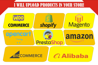 upload products on shopify,magento, wordpress,opencart,prestashop,woocommerce