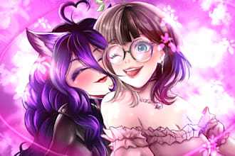 draw cool anime couple for you