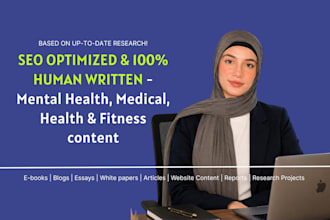 write seo health and fitness, mental health articles or blog posts