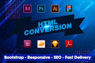 convert figma, PSD to responsive HTML and tailwindcss