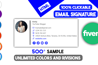 design a custom clickable HTML email signature for gmail, outlook etc