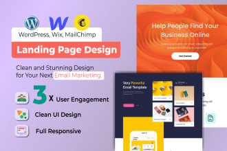 design wix website, wordpress elementor landing page or mailchimp email template