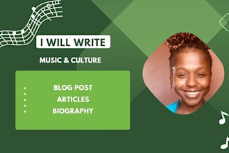 write captivating music and culture articles, reviews
