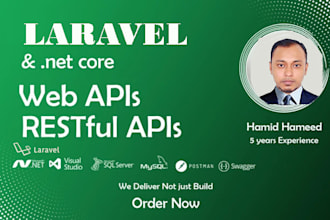develop web apis, restful apis in laravel PHP or asp net core