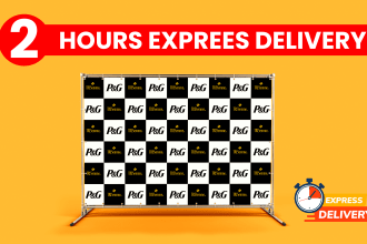 do event backdrop, step and repeat banner in 2 hours