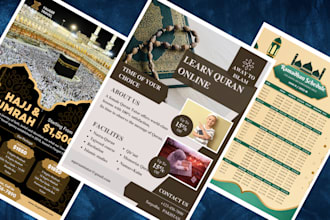 design islamic flyer,calendar,eid mubarak,hajj,umrah ads poster,islamic brocher