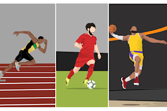 custom vector sports illustrations minimalist flat portraits