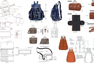 design your bag, handbag, backpack, luggage, wallet, and make a tech pack