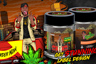 do stunning label design for pre roll,drink,jar or mylar bag