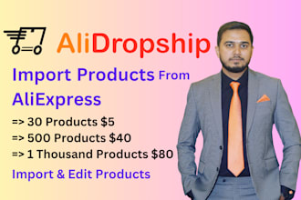 import, upload 1000 products from aliexpress via alidropship